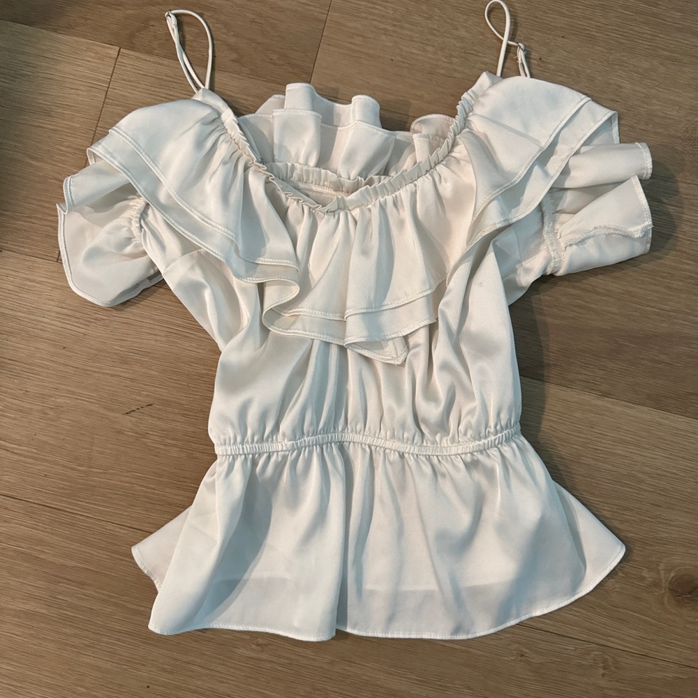 Express White Ruffled Off-Shoulder Camisole